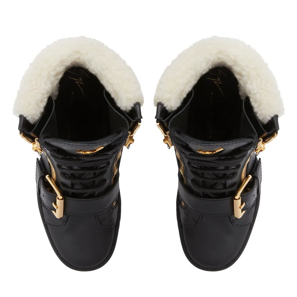 High-Top Wedge Sneakers With Fur Trim