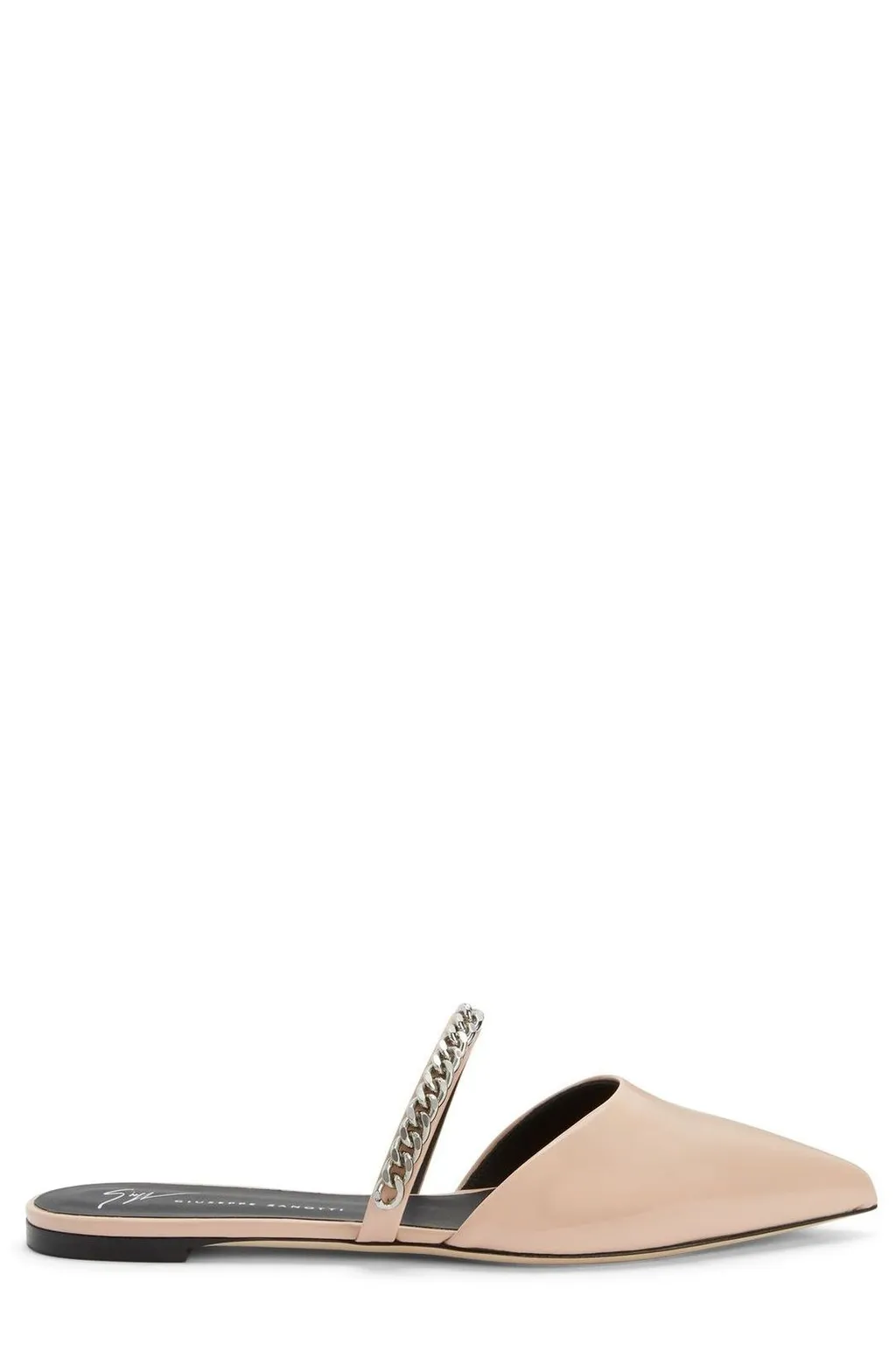 Pointed Toe Mules With Chain Detail
