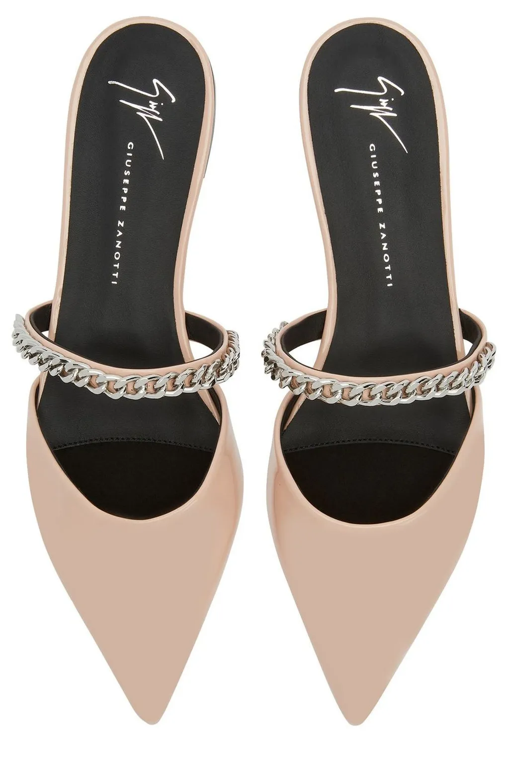 Pointed Toe Mules With Chain Detail