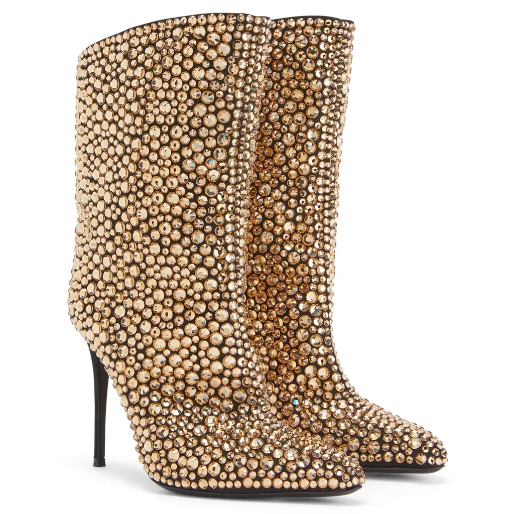 Crystal Embellished Pointed Toe Boot