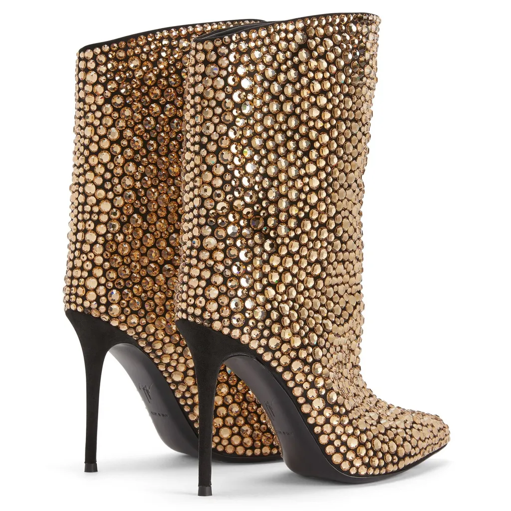 Crystal Embellished Pointed Toe Boot