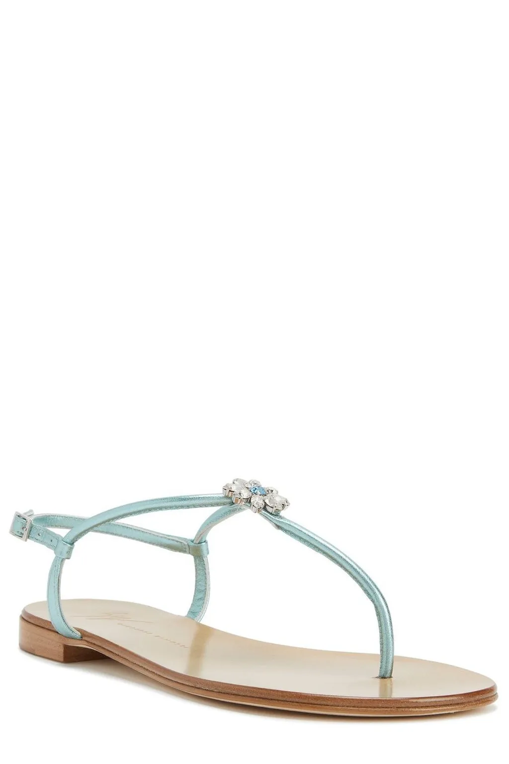 Thong Sandals With Crystal Embellishment
