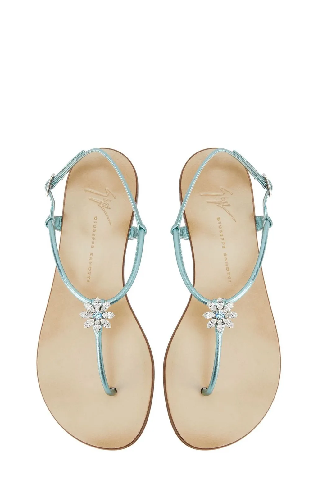 Thong Sandals With Crystal Embellishment