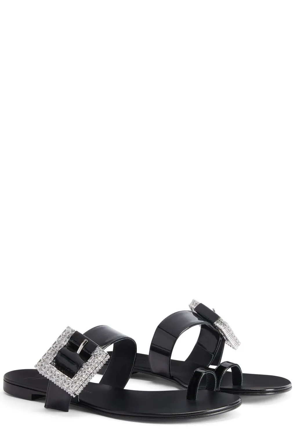 Flat Sandals With Embellished Buckle