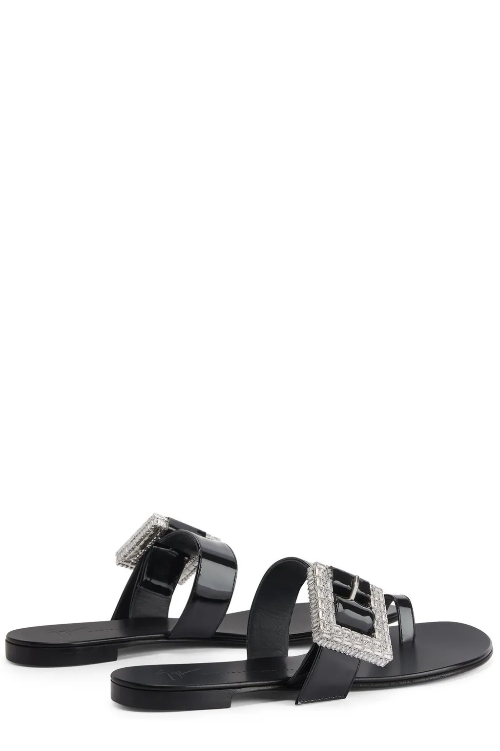 Flat Sandals With Embellished Buckle