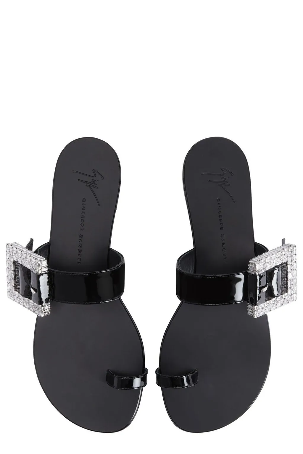 Flat Sandals With Embellished Buckle