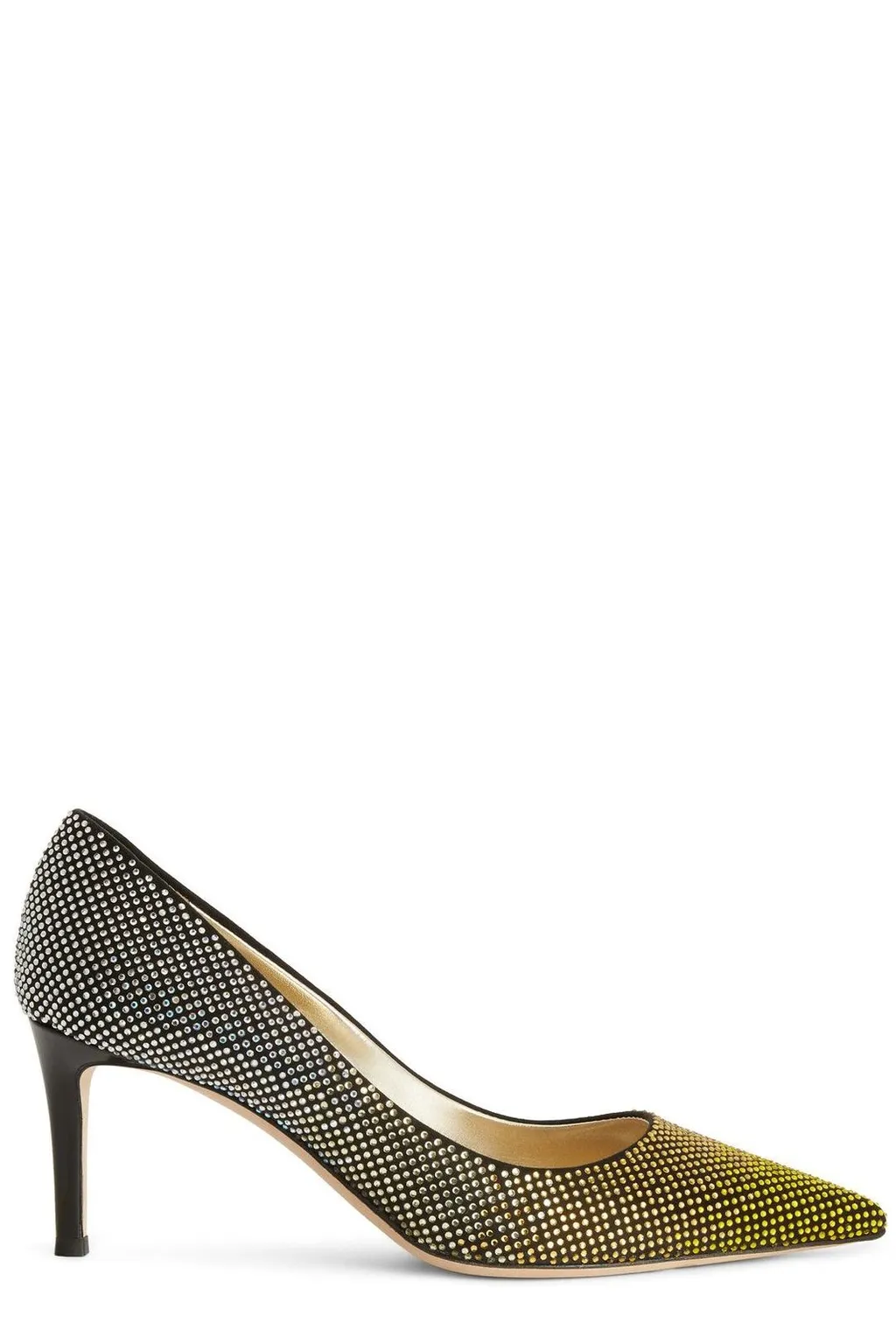 Pointed-Toe Pumps With Crystal Embellishments