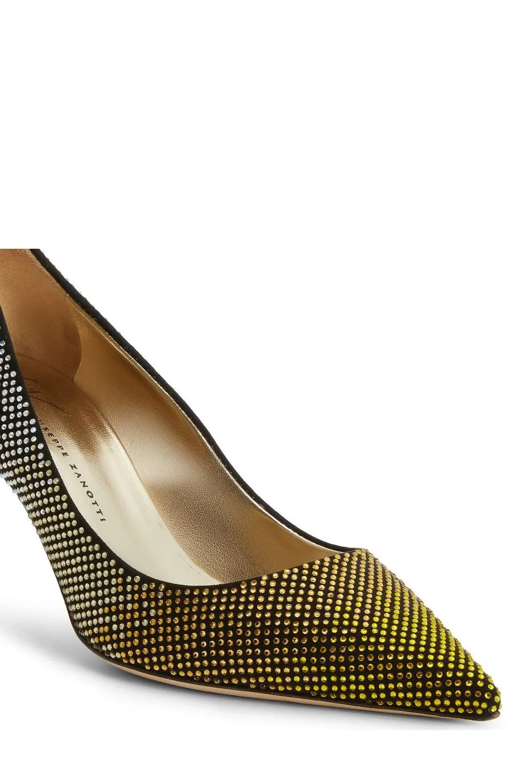 Pointed-Toe Pumps With Crystal Embellishments