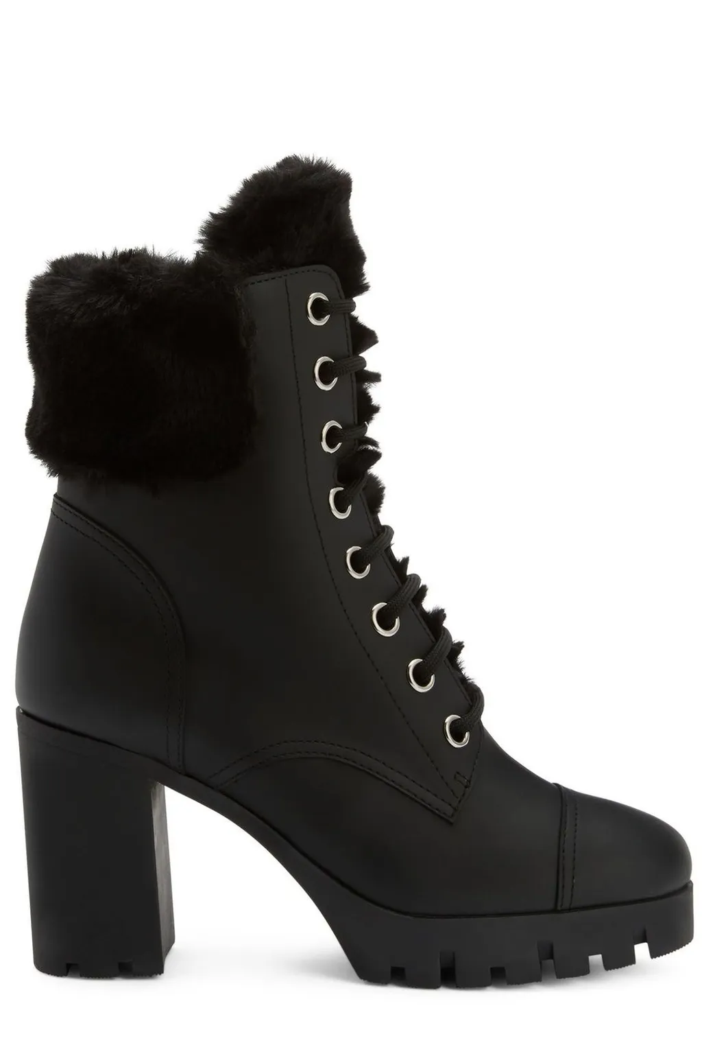 Lace-Up Faux Fur Trimmed Boots