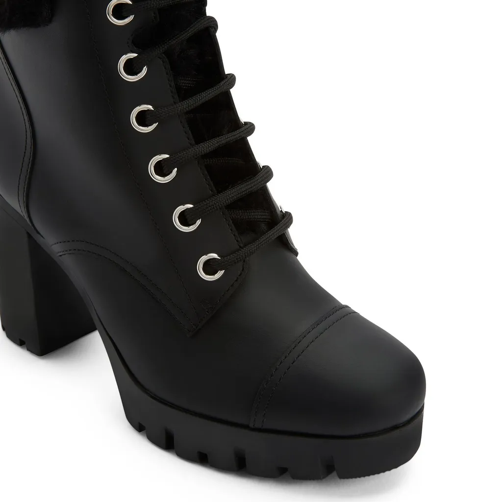 Lace-Up Faux Fur Trimmed Boots