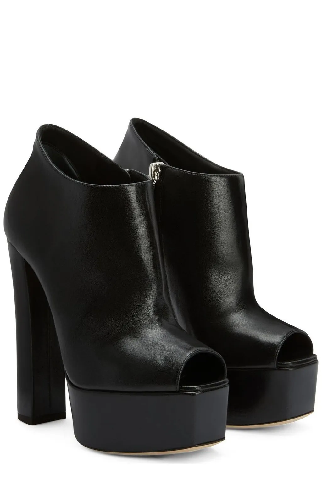 Peep-Toe Platform Ankle Boots