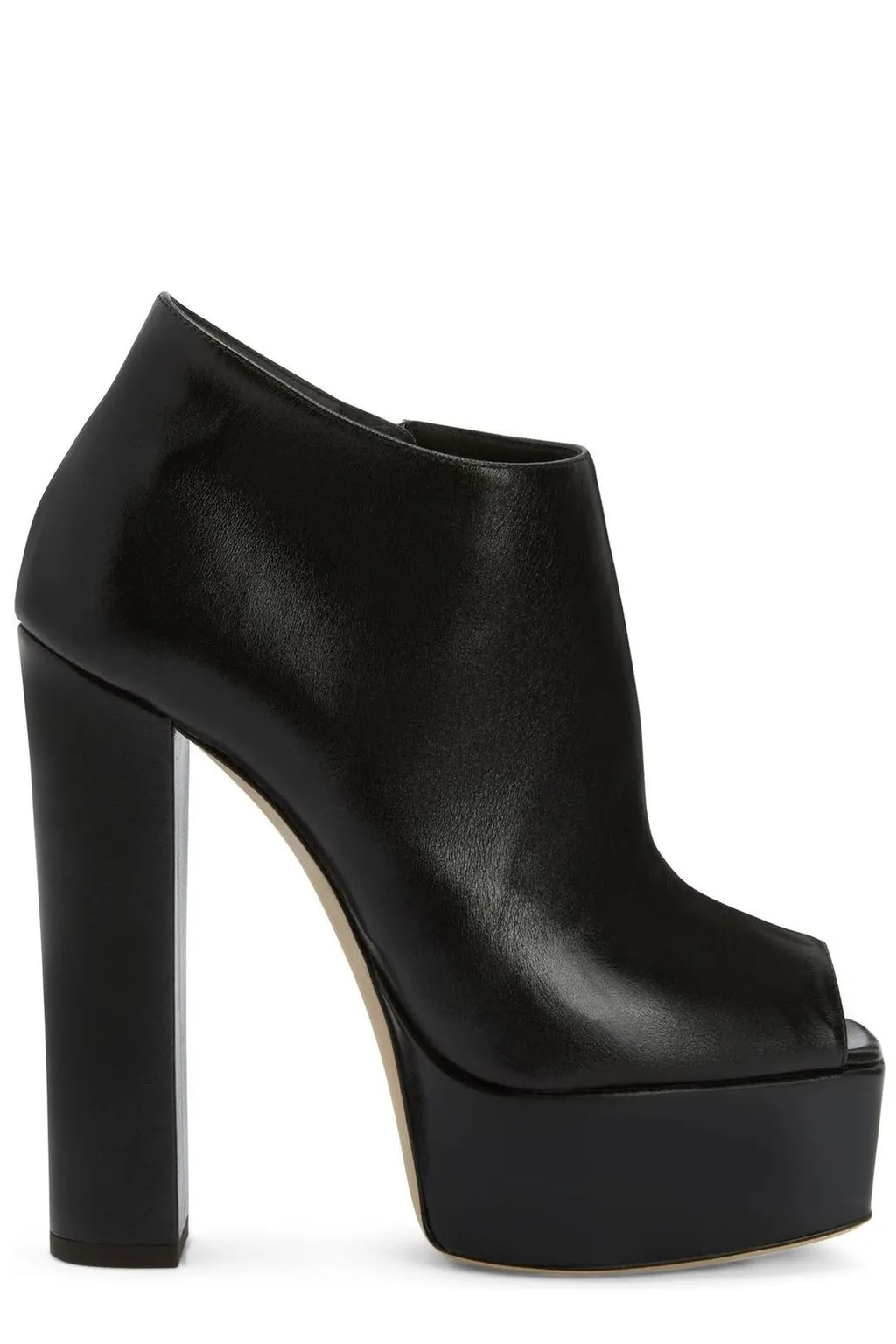 Peep-Toe Platform Ankle Boots