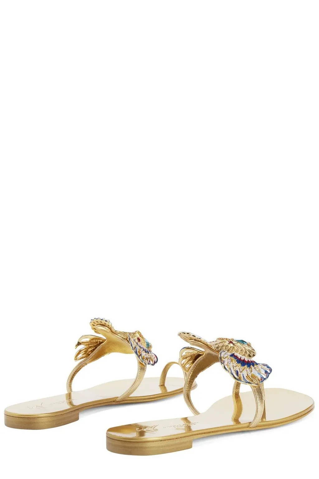 Eagle-Embellished Flat Sandals