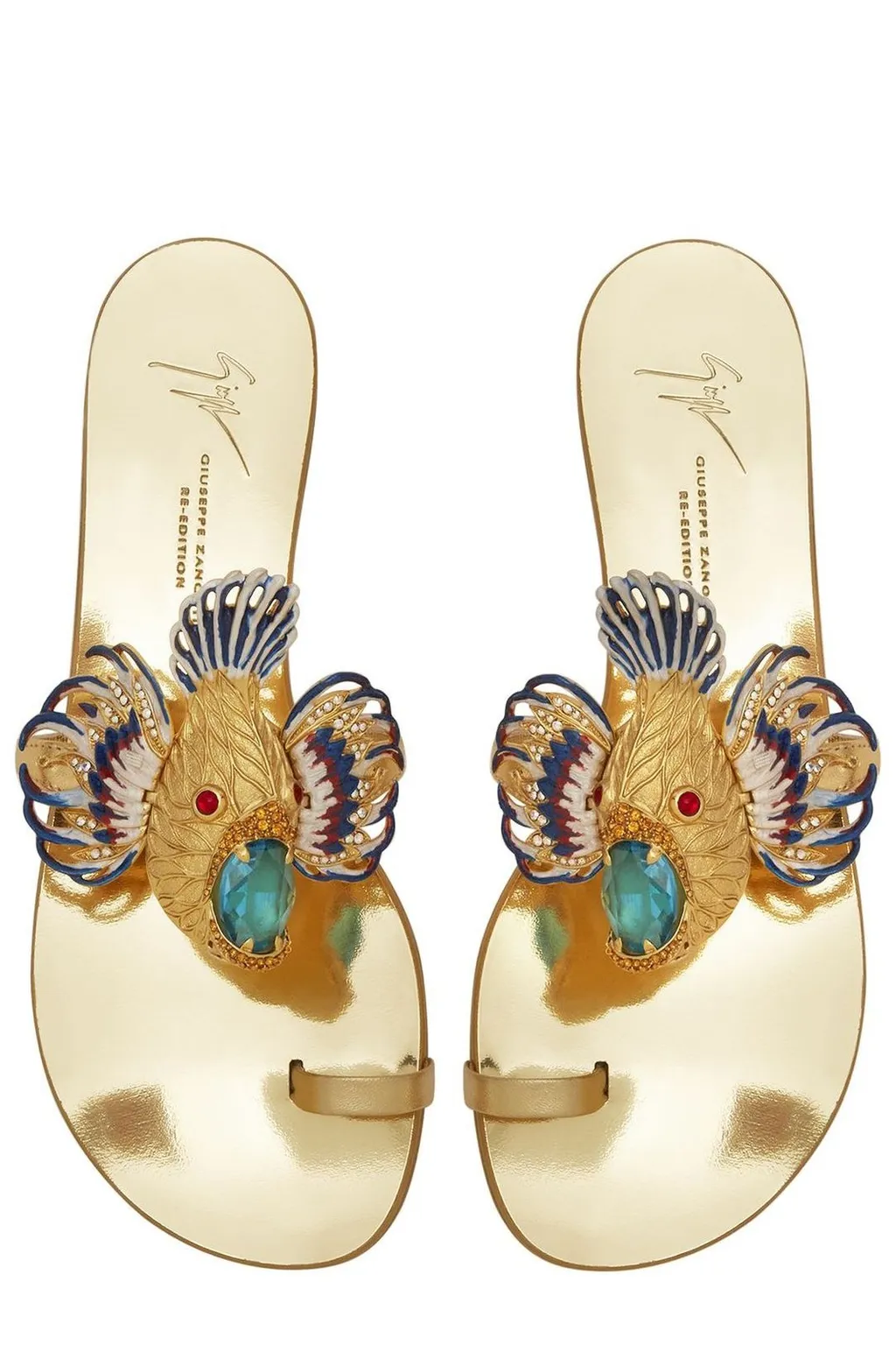 Eagle-Embellished Flat Sandals