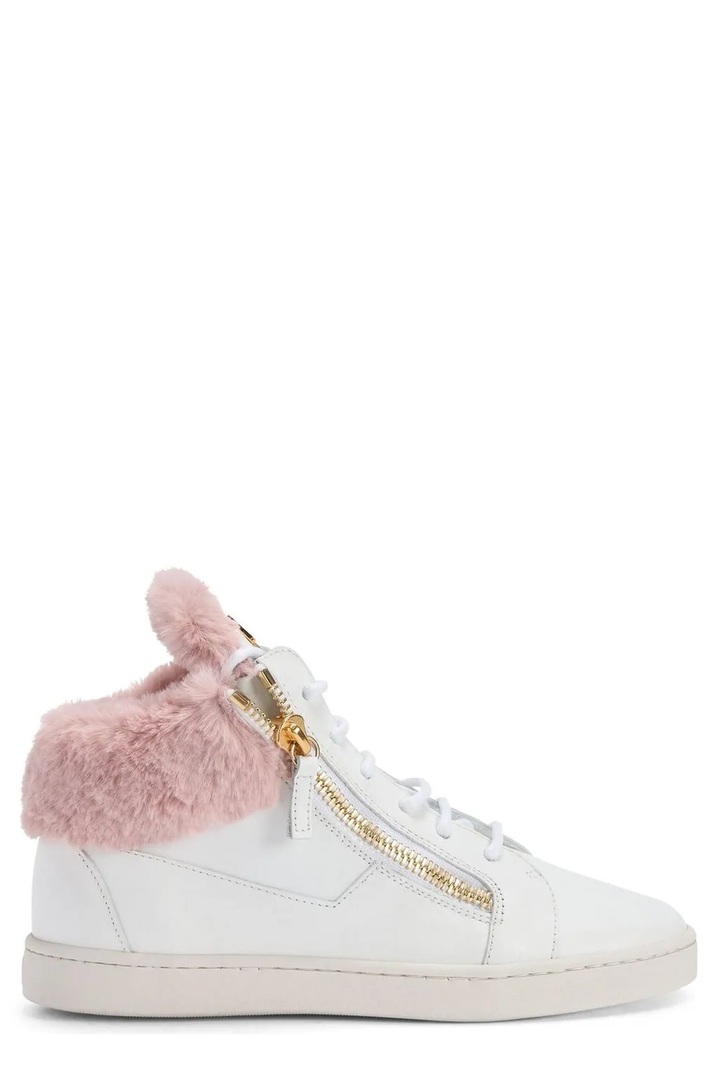 High-Top Sneakers With Fur Trim