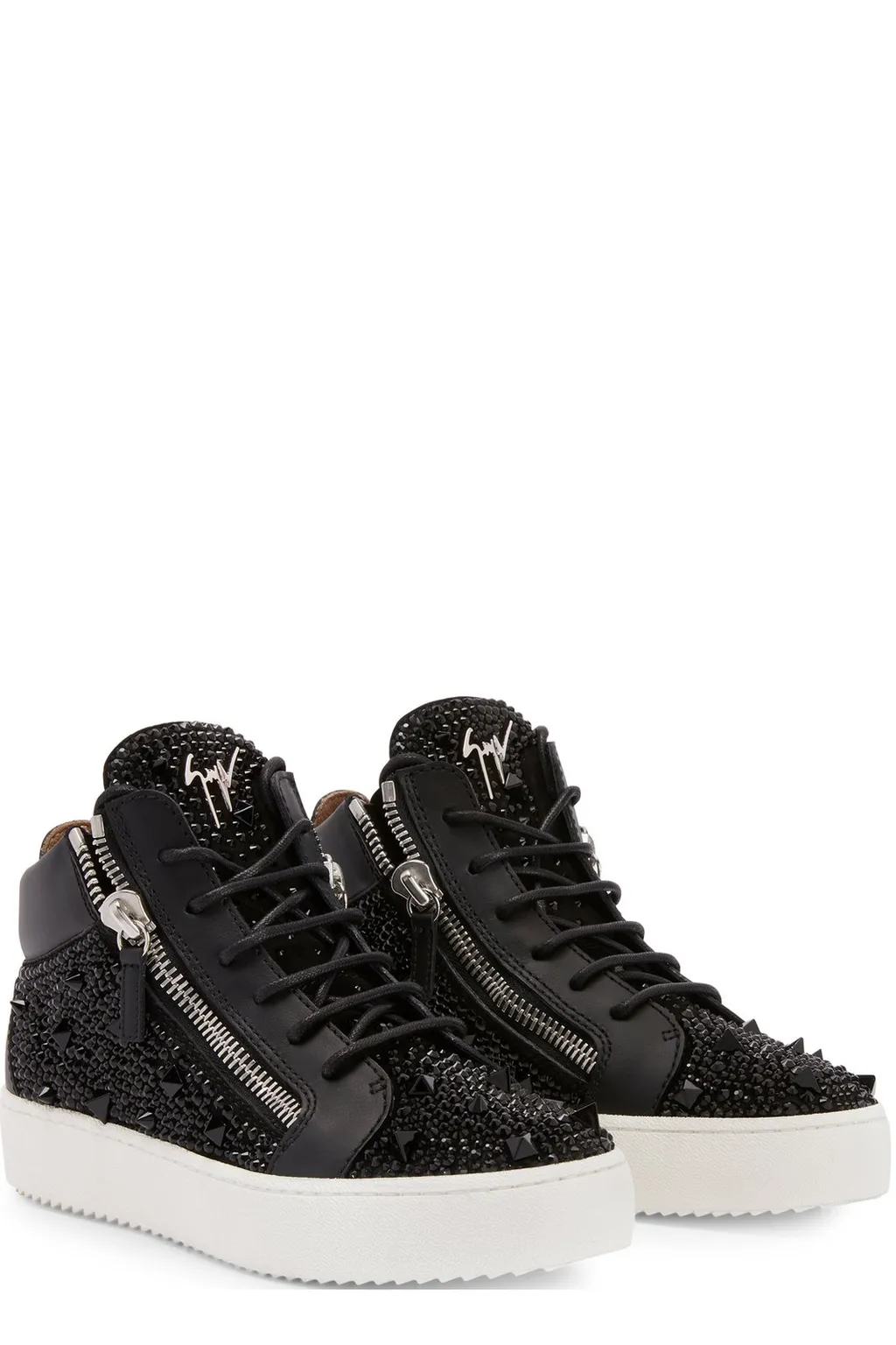High-Top Sneakers With Studs And Crystals