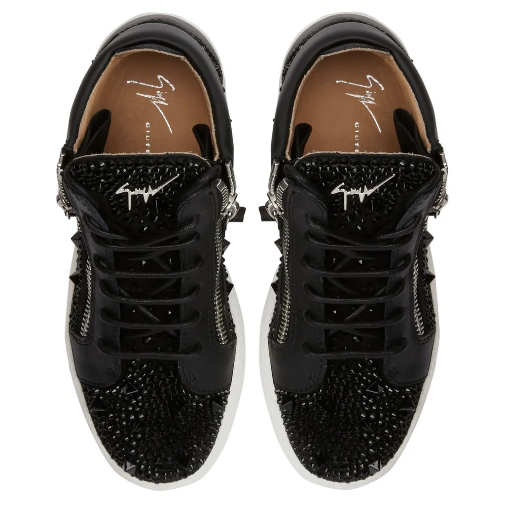 High-Top Sneakers With Studs And Crystals