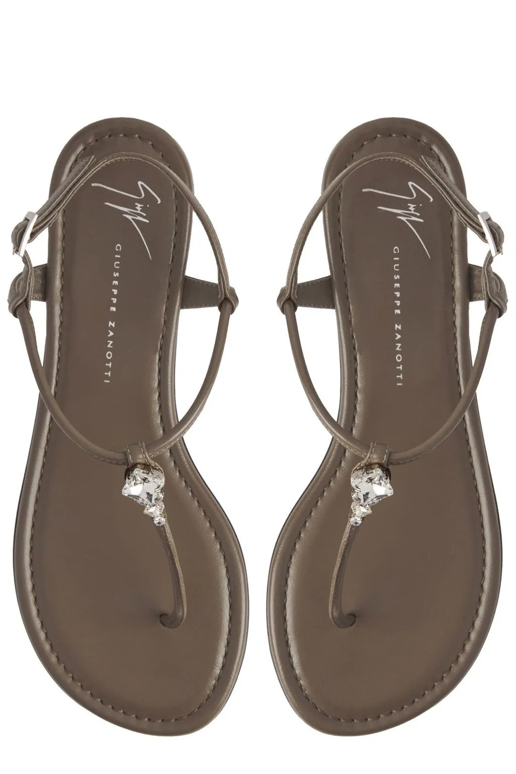 Thong Sandals With Crystal Embellishment