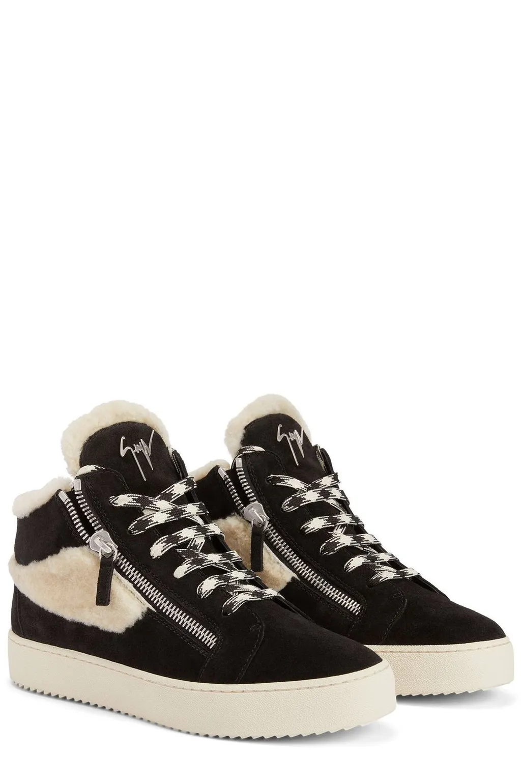 High-Top Sneakers With Shearling Trim