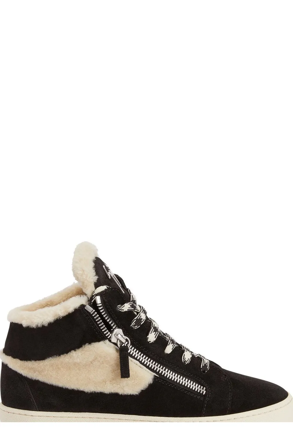 High-Top Sneakers With Shearling Trim