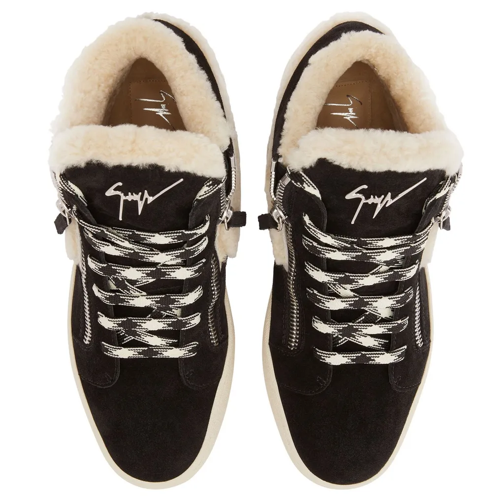 High-Top Sneakers With Shearling Trim
