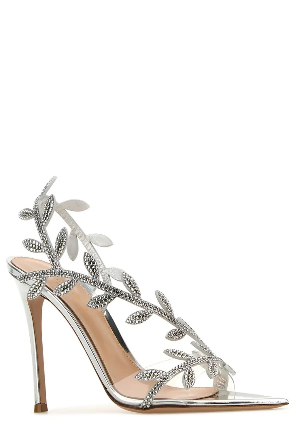 Leaf Embellished Stiletto Sandals