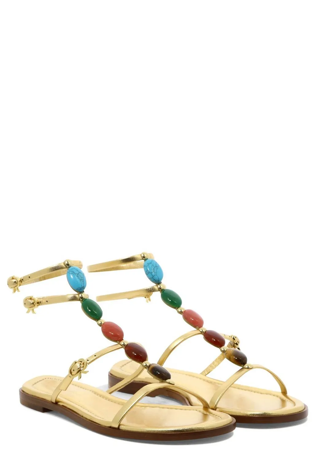 Flat Sandals With Gem Embellishments