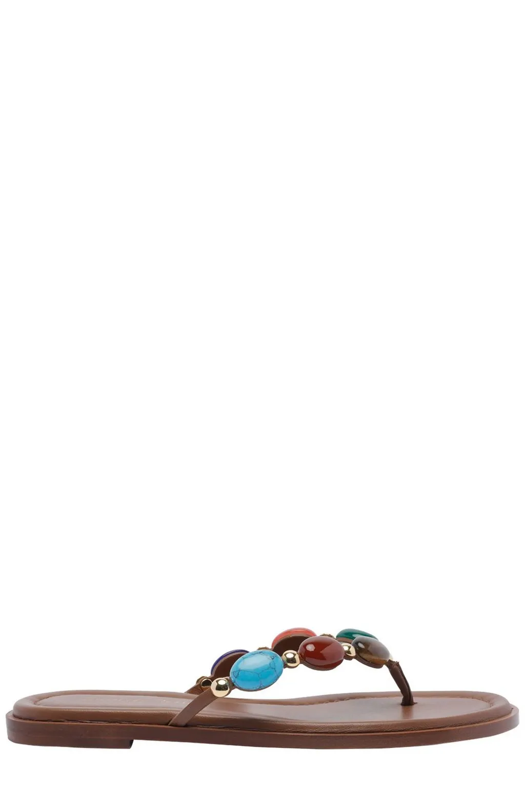 Thong Sandals With Gemstone Embellishment
