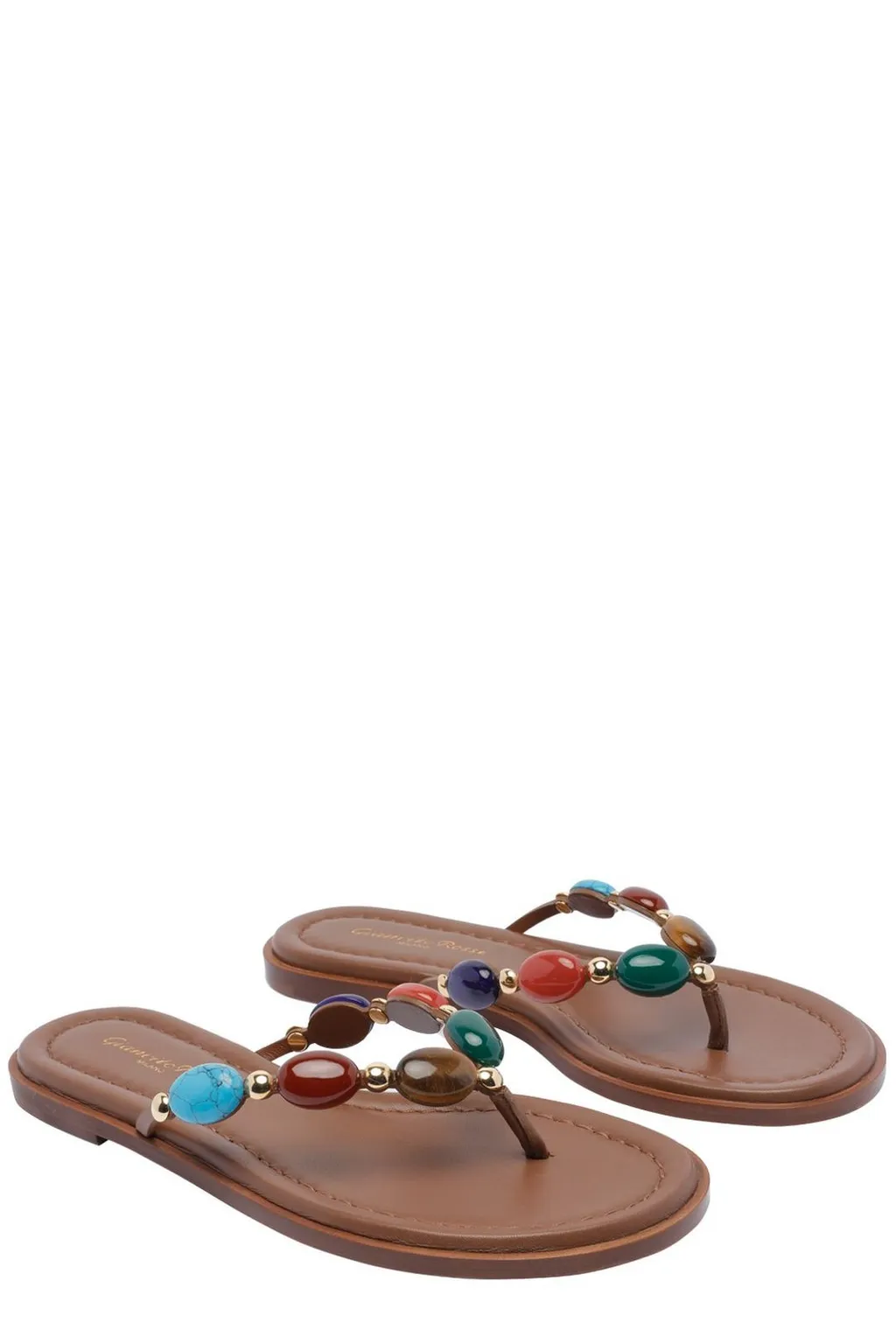 Thong Sandals With Gemstone Embellishment