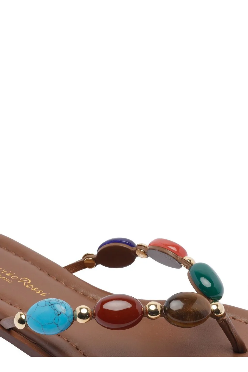 Thong Sandals With Gemstone Embellishment