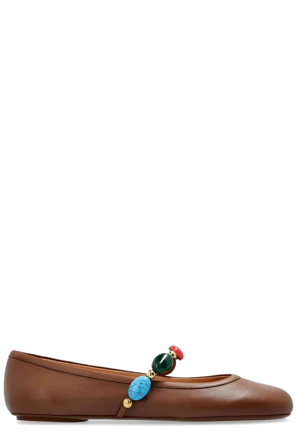 Ballet Flats With Embellished Strap