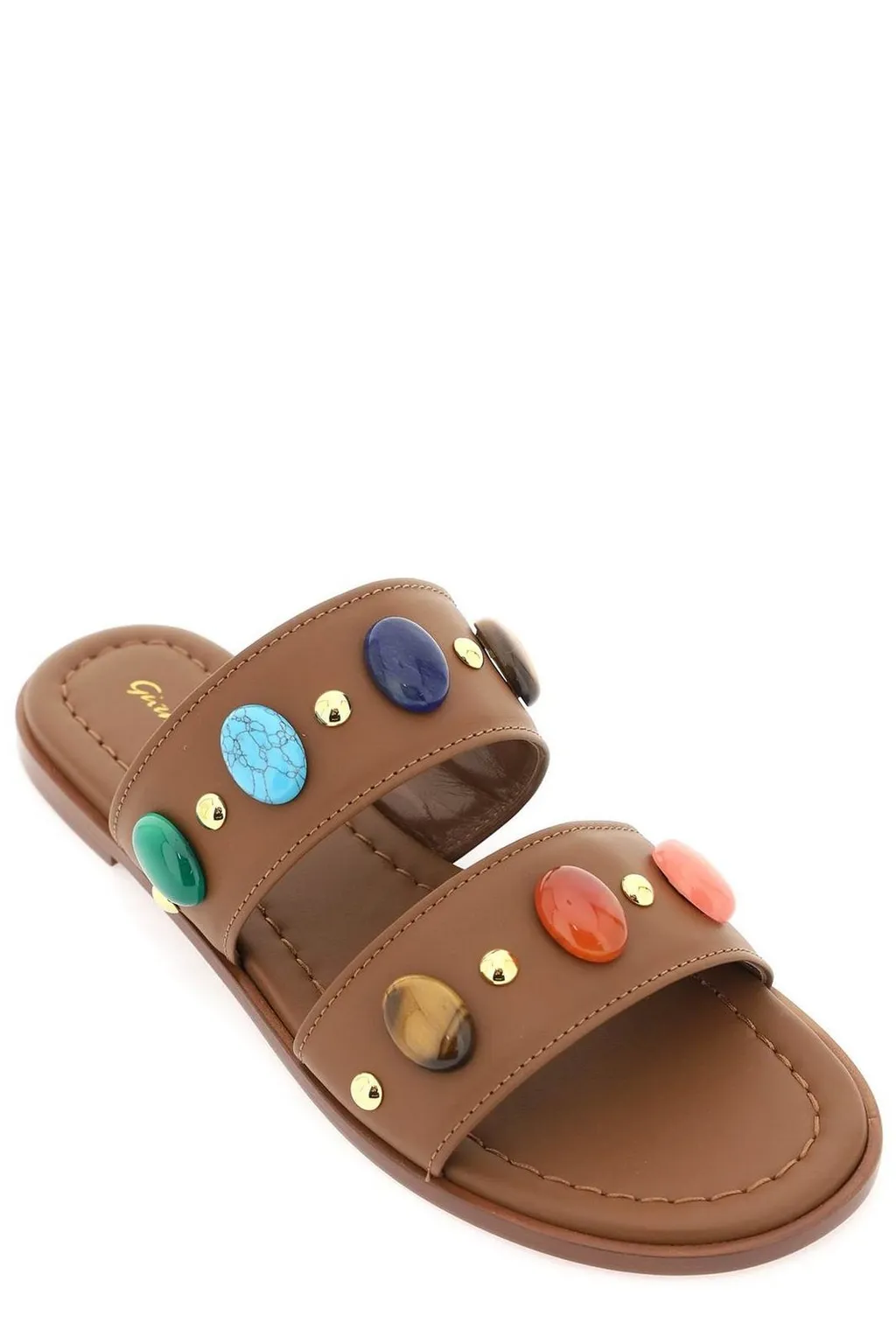 Flat Sandals With Gem Embellishments