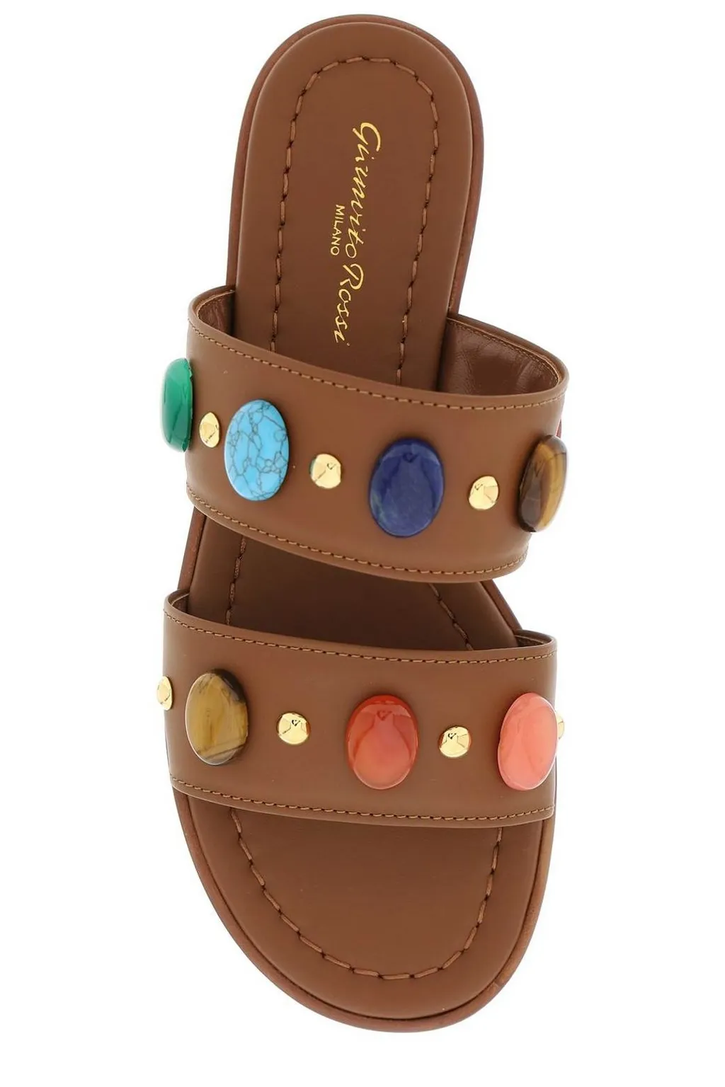 Flat Sandals With Gem Embellishments