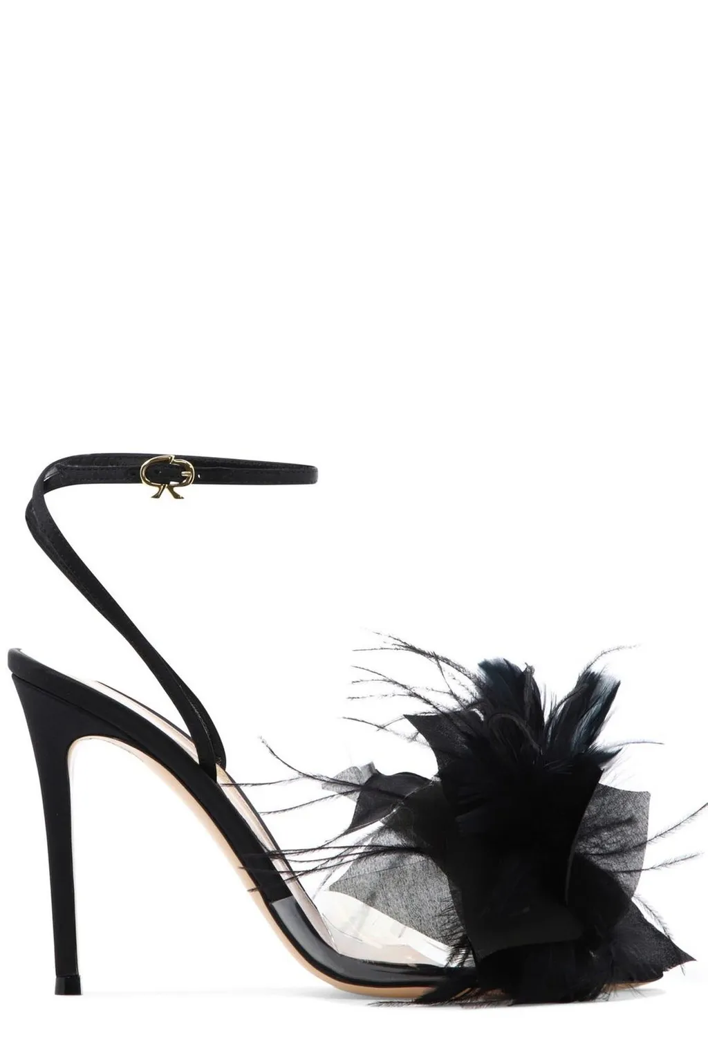 Feather-Trimmed Sandals