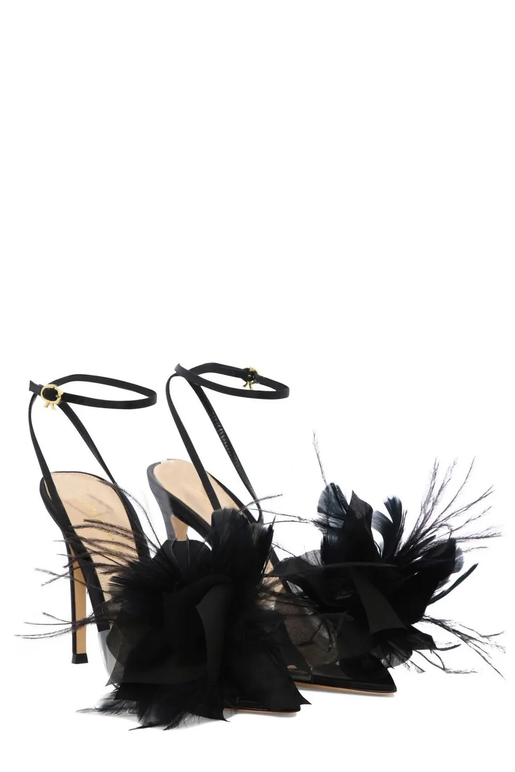 Feather-Trimmed Sandals