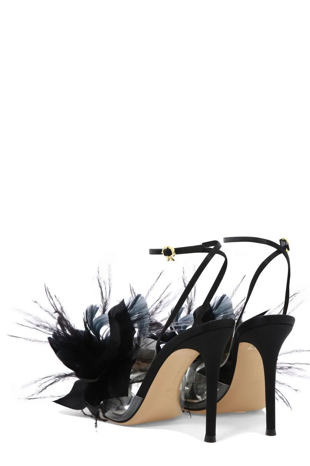 Feather-Trimmed Sandals