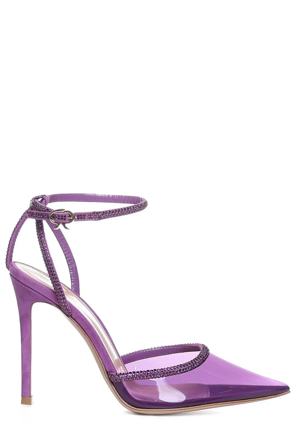 Pumps With Ankle Strap And Crystal Embellishments