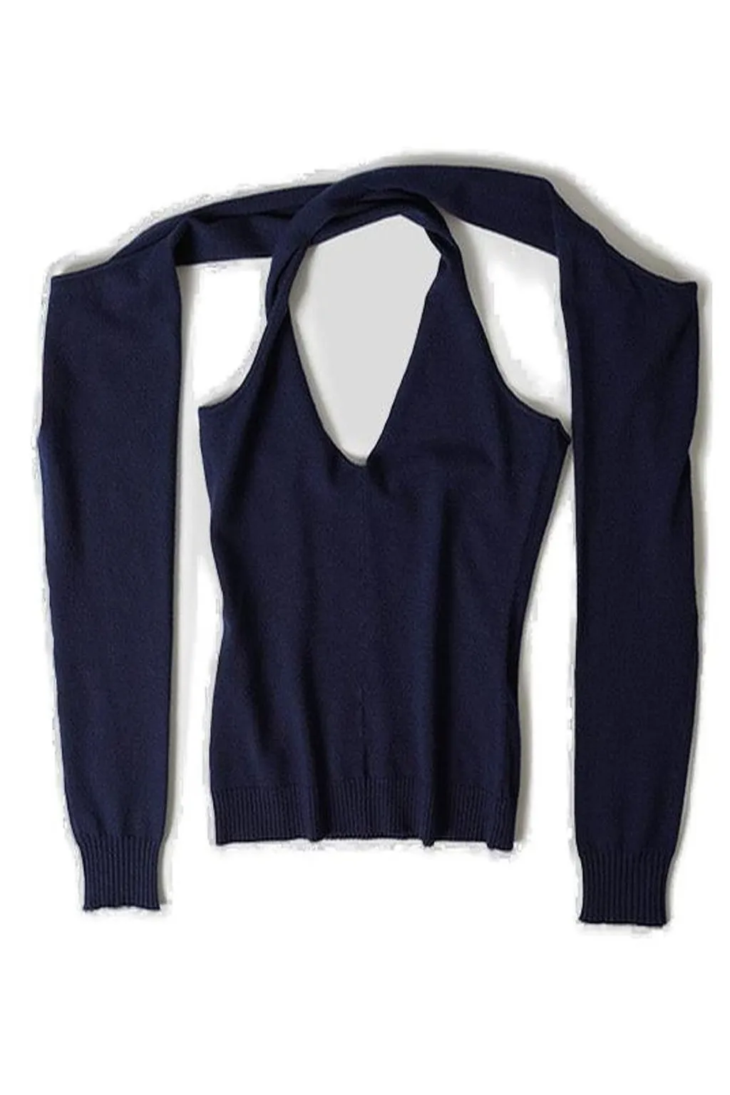 Cut-Out Halter Top With Long Sleeves