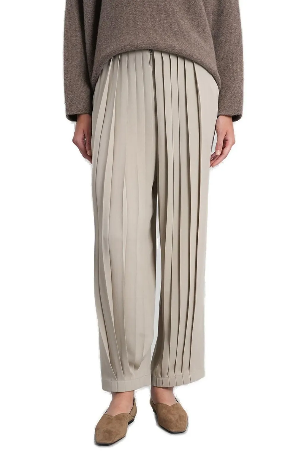 Pleated Wide-Leg Pants