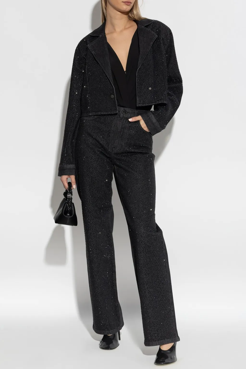Cropped Jacket With Rhinestones