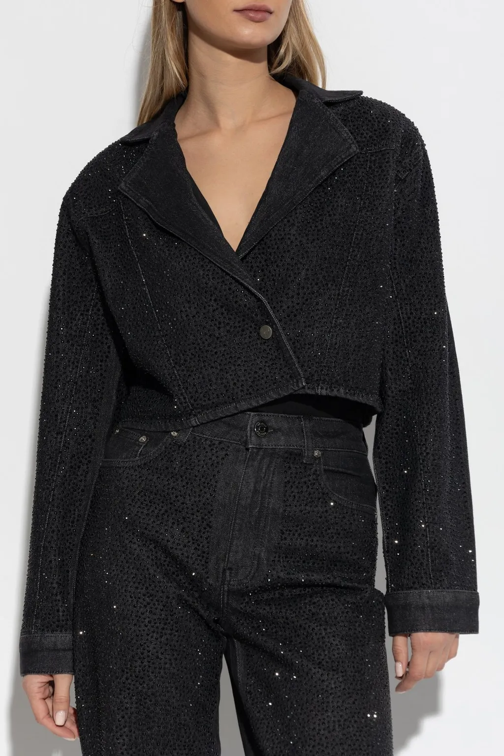 Cropped Jacket With Rhinestones
