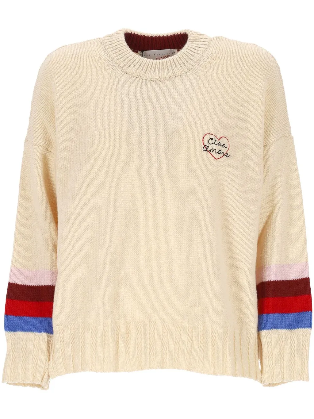 Crewneck Sweater With Embroidered Heart