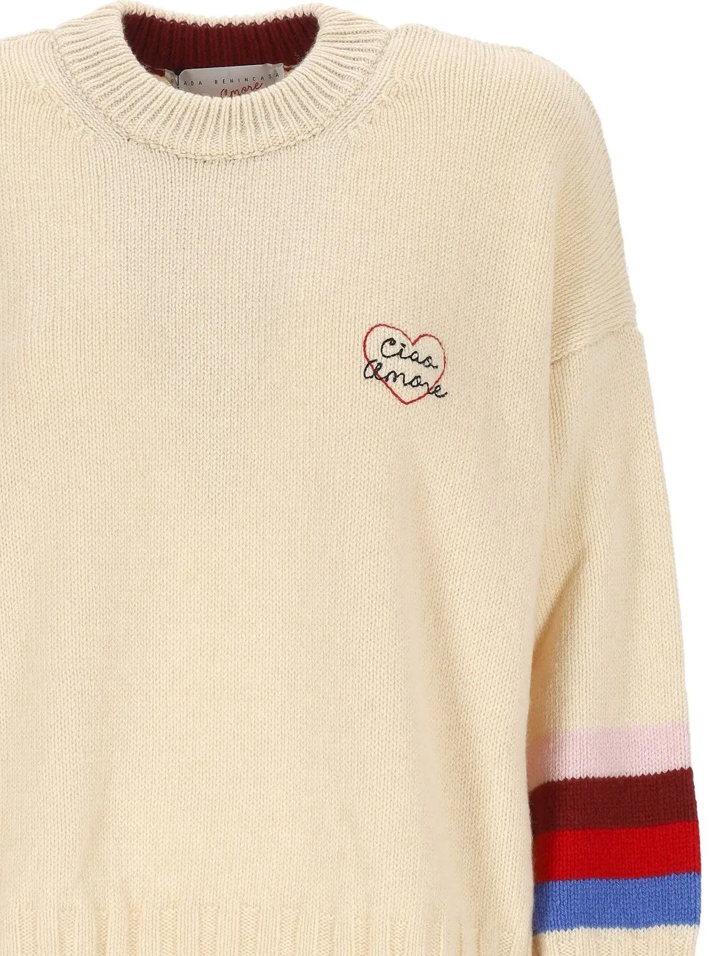 Crewneck Sweater With Embroidered Heart