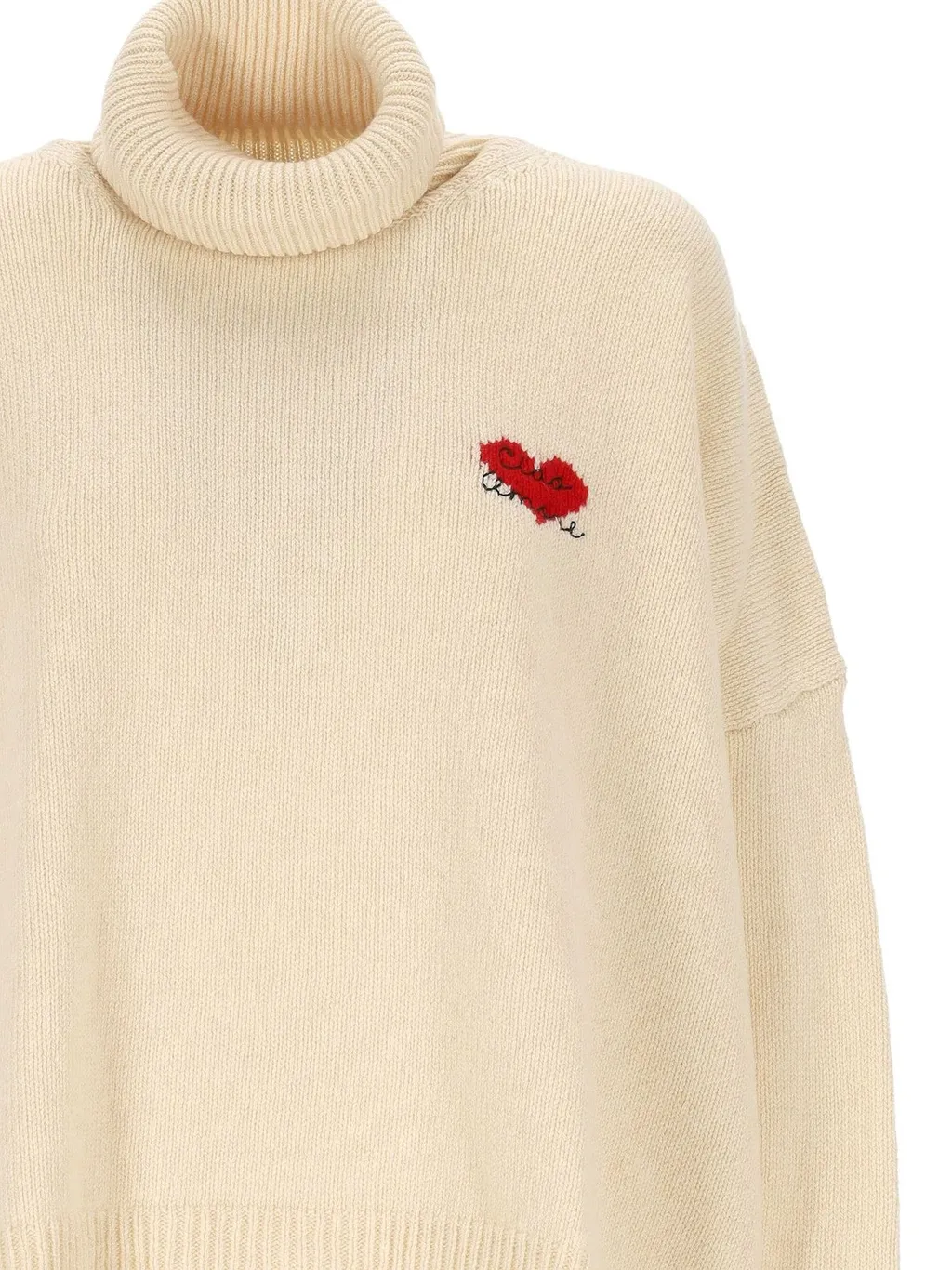 Turtleneck Sweater With Embroidered Heart