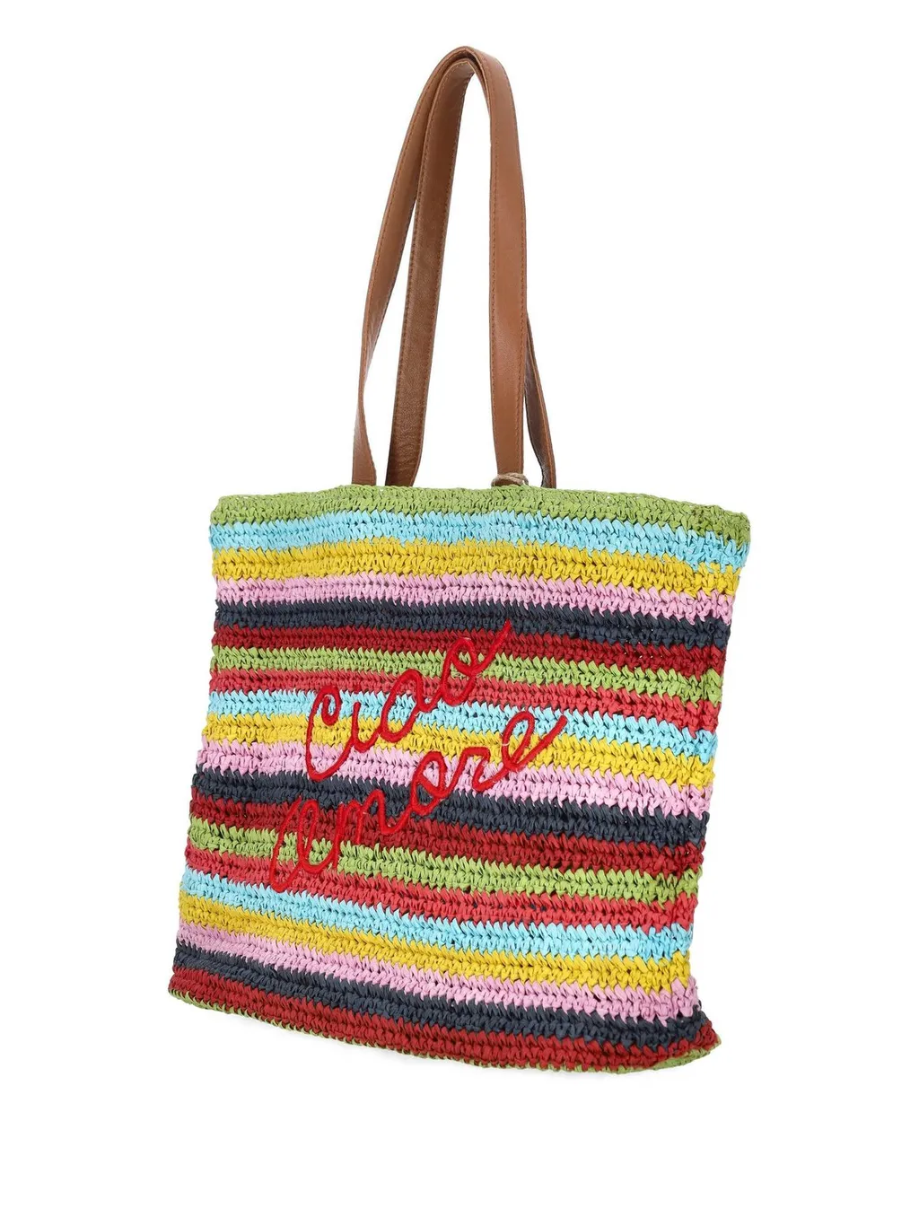 Striped Straw Tote Bag