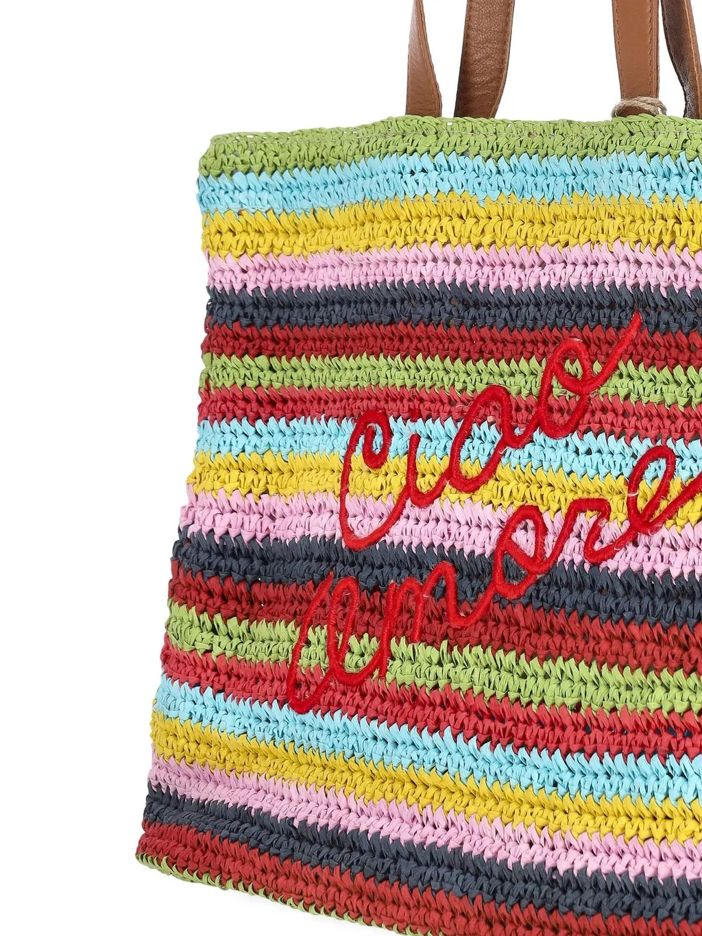 Striped Straw Tote Bag