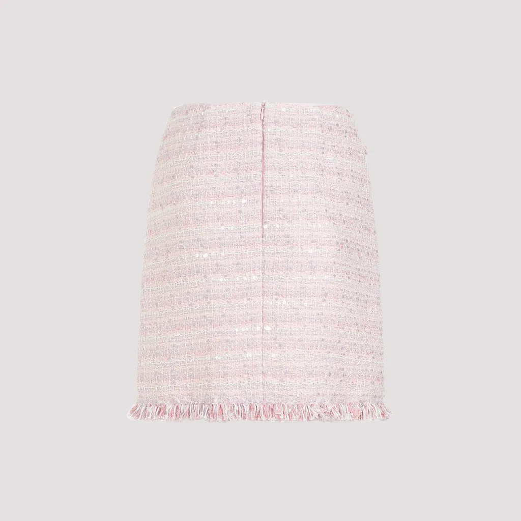Tweed Mini Skirt With Fringed Trim