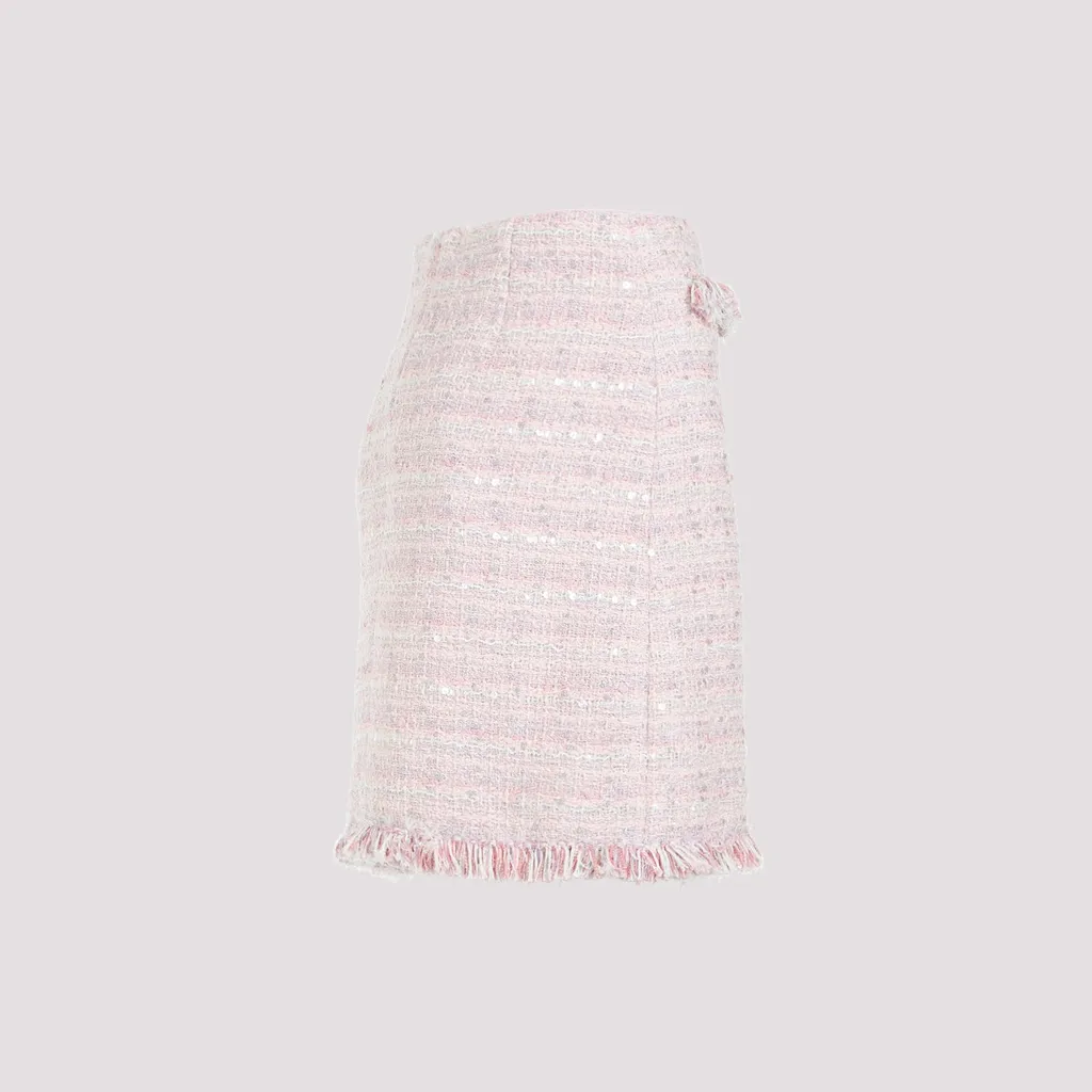 Tweed Mini Skirt With Fringed Trim