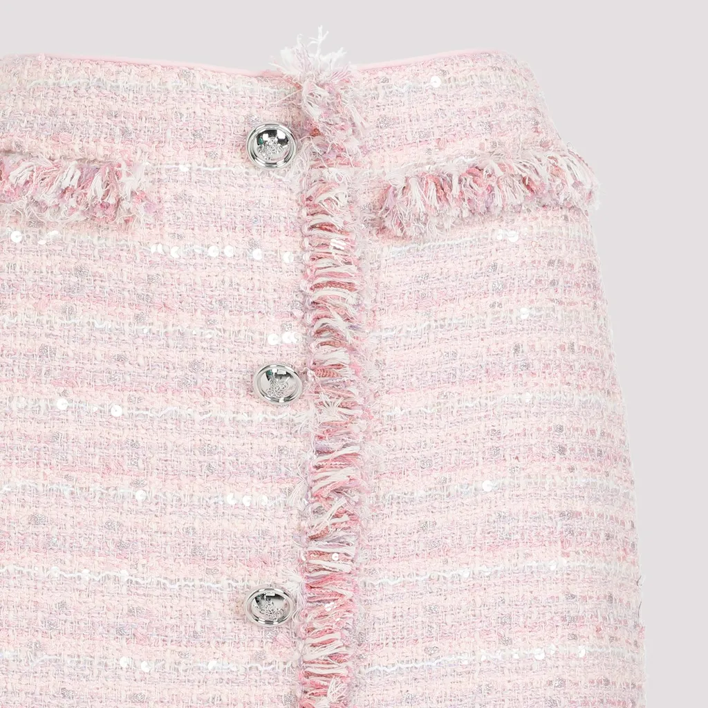 Tweed Mini Skirt With Fringed Trim
