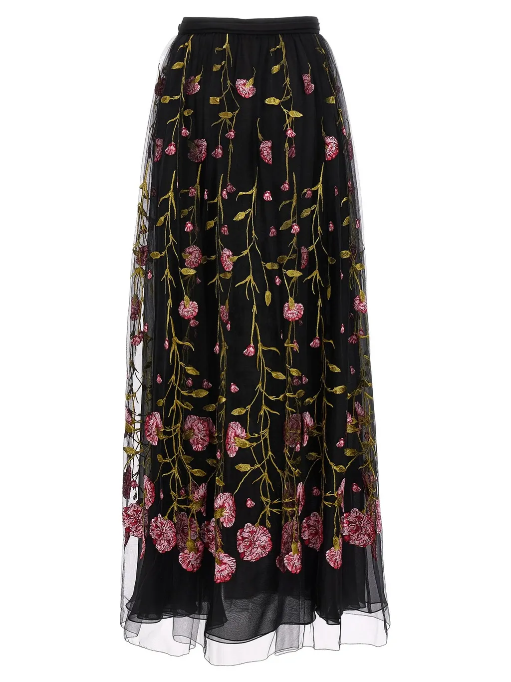 Maxi Tulle Skirt With Floral Embroidery